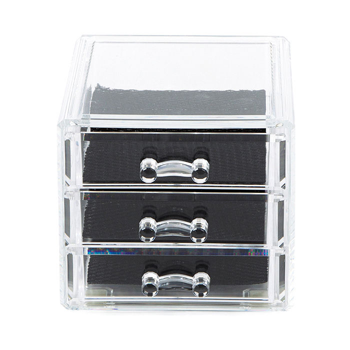 Small 3 Drawer Jewellery Box - Transparent 2 Compactor