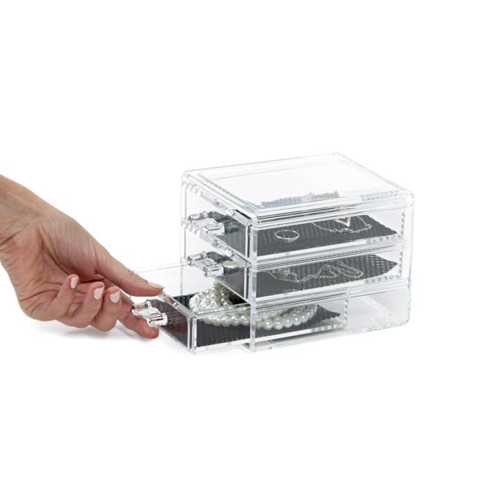 Small 3 Drawer Jewellery Box - Transparent 3 Compactor