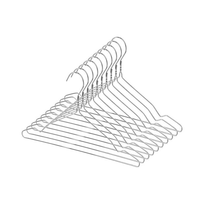 Set of 10 Metal Clothes Hangers - Grey 1 Compactor