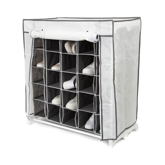 "Nuvola" 25 Compartment White Shoe Storage Rack 5 Compactor