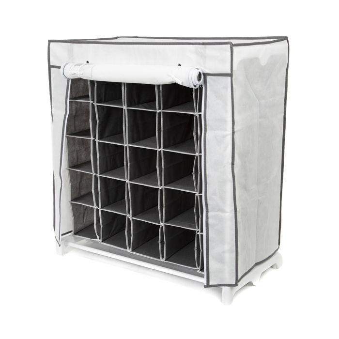 "Nuvola" 25 Compartment White Shoe Storage Rack 1 Compactor