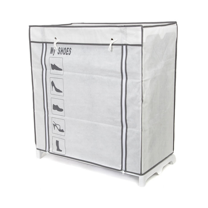 "Nuvola" 25 Compartment White Shoe Storage Rack 2 Compactor