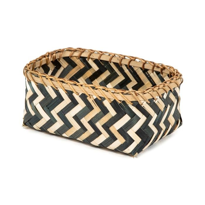 "Zebra" Small Bamboo Basket - Black/Natural 1 Compactor