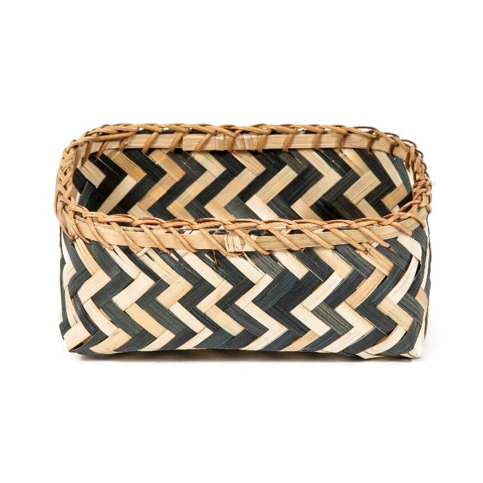 "Zebra" Small Bamboo Basket - Black/Natural 2 Compactor