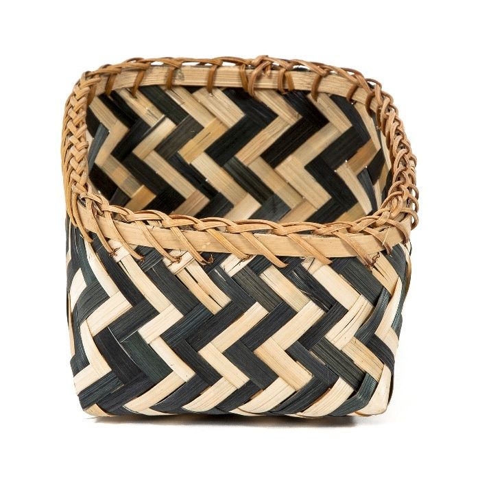 "Zebra" Small Bamboo Basket - Black/Natural 3 Compactor