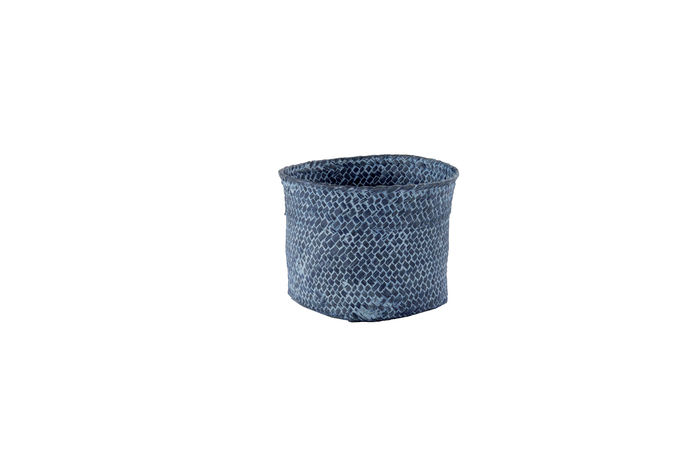 Set of 2 "Mika" Round Woven Storage Baskets - Denim Blue 1 Compactor
