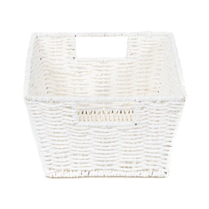 "Etna" Woven Storage Basket - White 3 Compactor