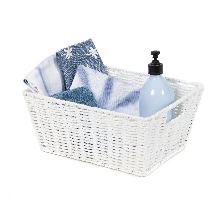 "Etna" Woven Storage Basket - White 4 Compactor