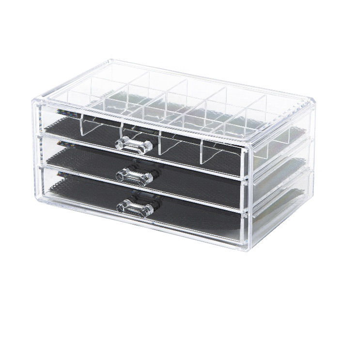 Large 3 Drawer Jewellery Box - Transparent 1 Compactor