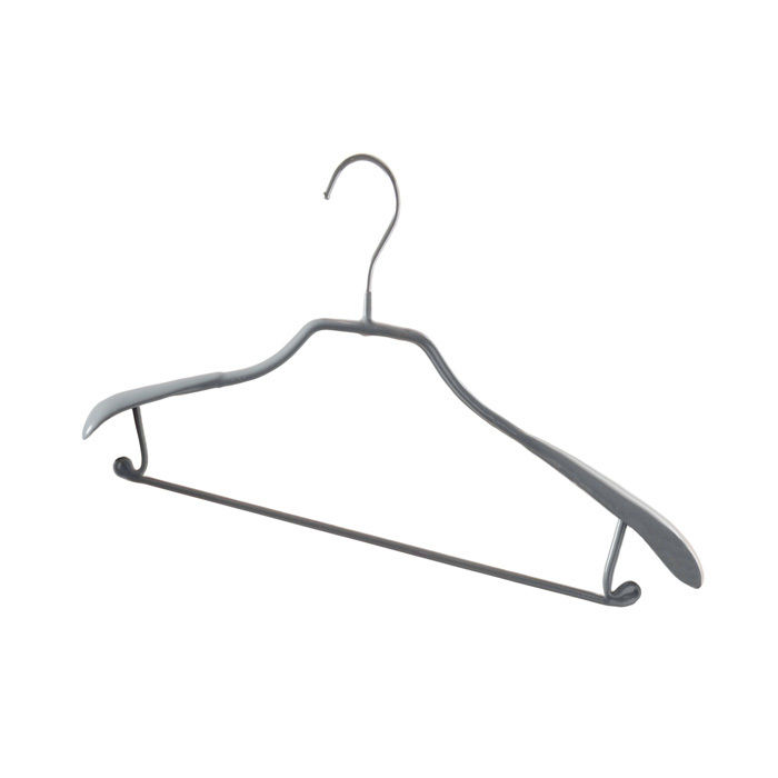 "Sticky" Non Slip Curved Hanger with Bar 1 Compactor