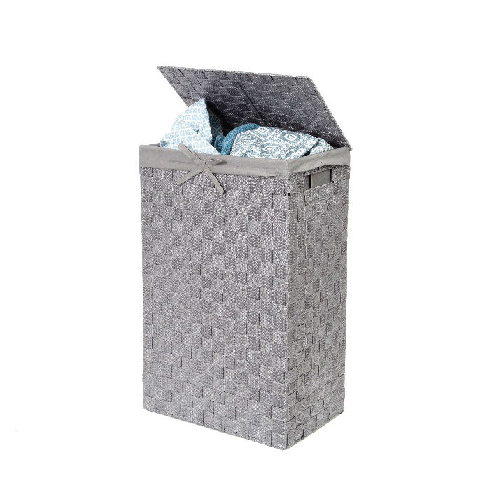 "Stan" Rectangle Laundry Basket - Grey 4 Compactor