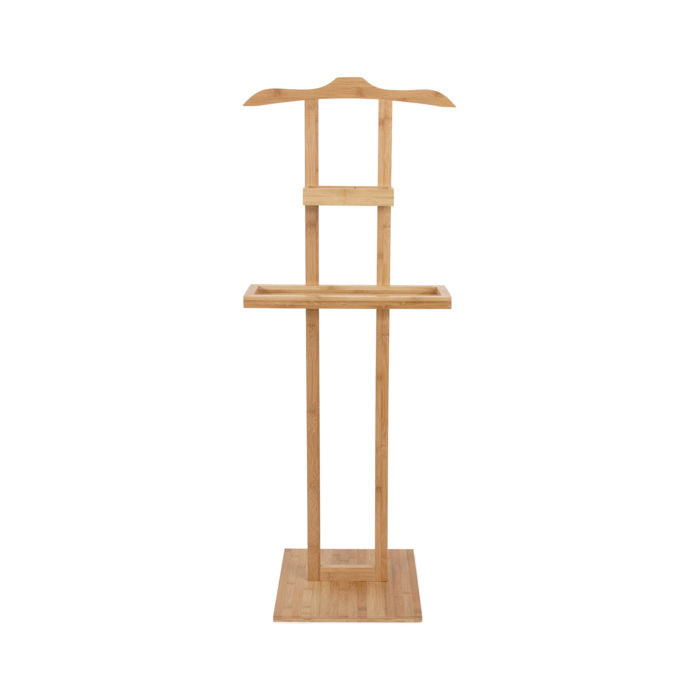 Balto Bamboo Valet Stand with Shelf 2 Compactor