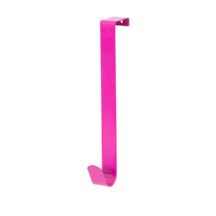 "Solo" Steel Over Door Easy Reach Hanging Hook - Pink 1 Compactor