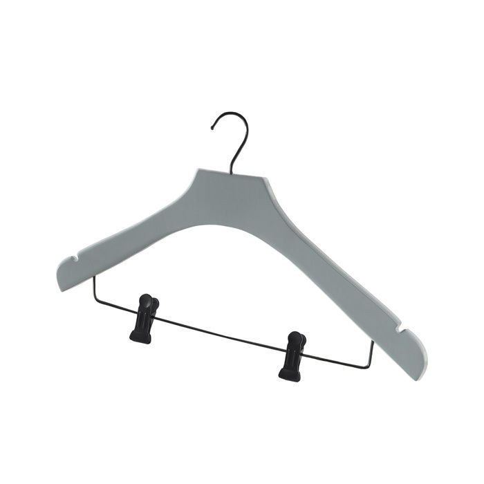 "Ouessant" Notched Clothes Hanger with Clips 1 Compactor