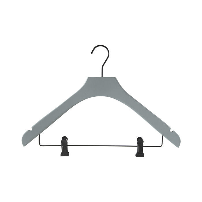 "Ouessant" Notched Clothes Hanger with Clips 2 Compactor