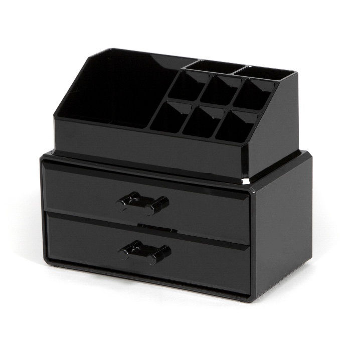 2 Drawer Jewellery And Make-up Organiser - Black 1 Compactor
