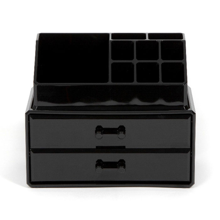 2 Drawer Jewellery And Make-up Organiser - Black 2 Compactor