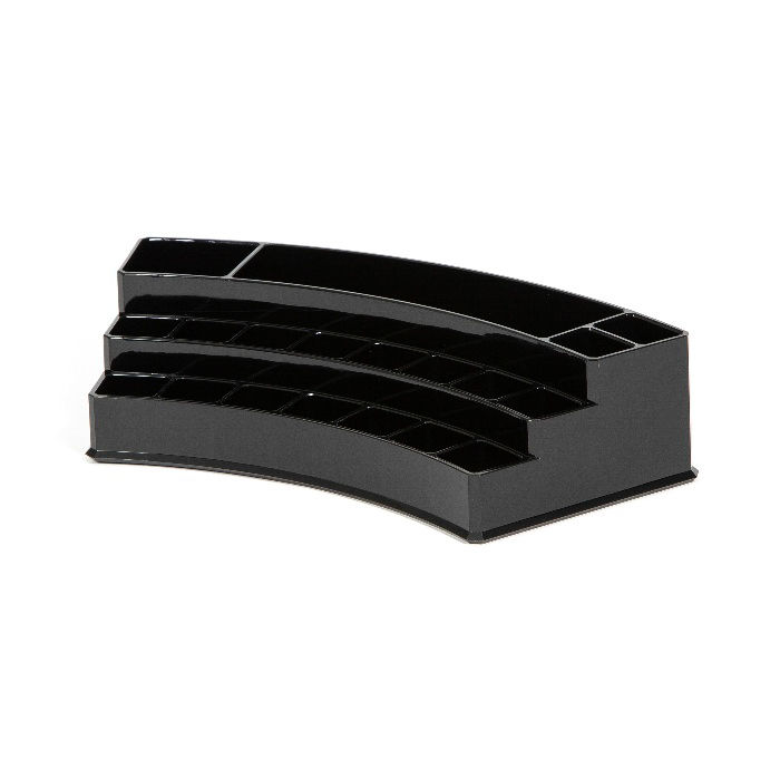 Curved Multi-Compartment Makeup Organiser - Black 1 Compactor