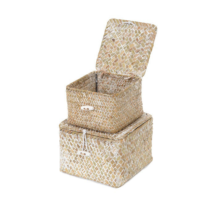 Set of 2 "Tresor" Seagrass Storage Baskets - Beige 4 Compactor
