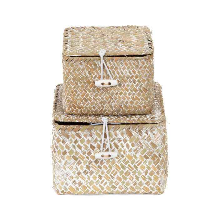 Set of 2 "Tresor" Seagrass Storage Baskets - Beige 2 Compactor