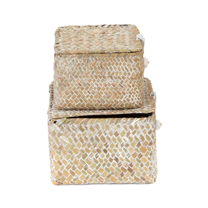 Set of 2 "Tresor" Seagrass Storage Baskets - Beige 3 Compactor