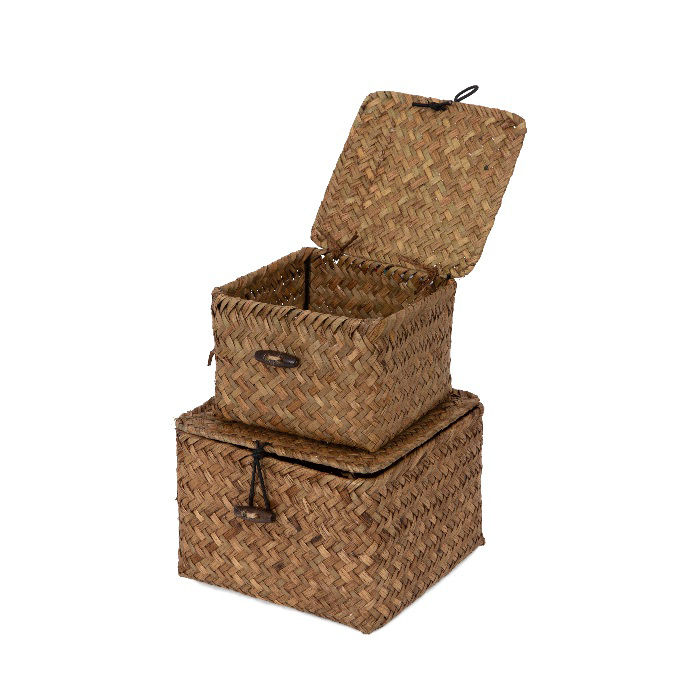 Set of 2 "Tresor" Seagrass Storage Baskets - Brown 4 Compactor