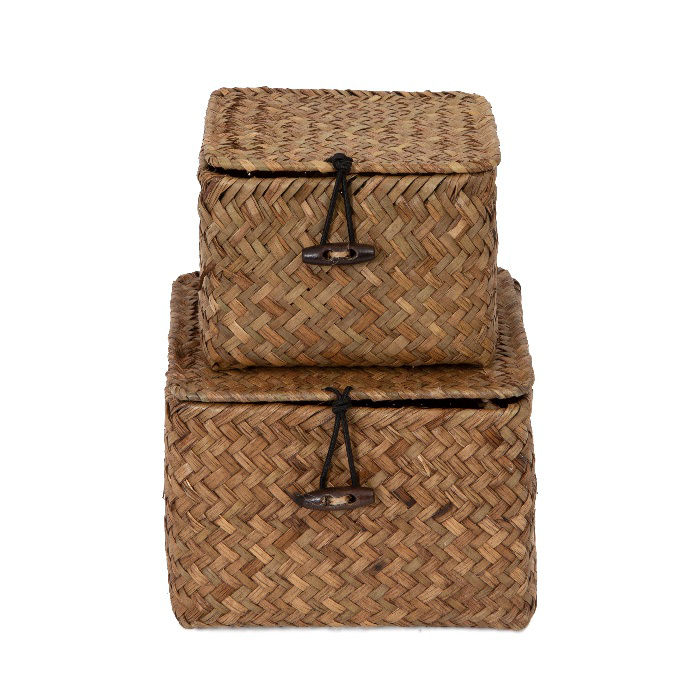 Set of 2 "Tresor" Seagrass Storage Baskets - Brown 2 Compactor