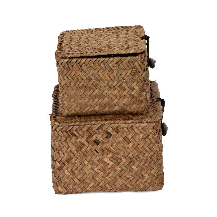 Set of 2 "Tresor" Seagrass Storage Baskets - Brown 3 Compactor