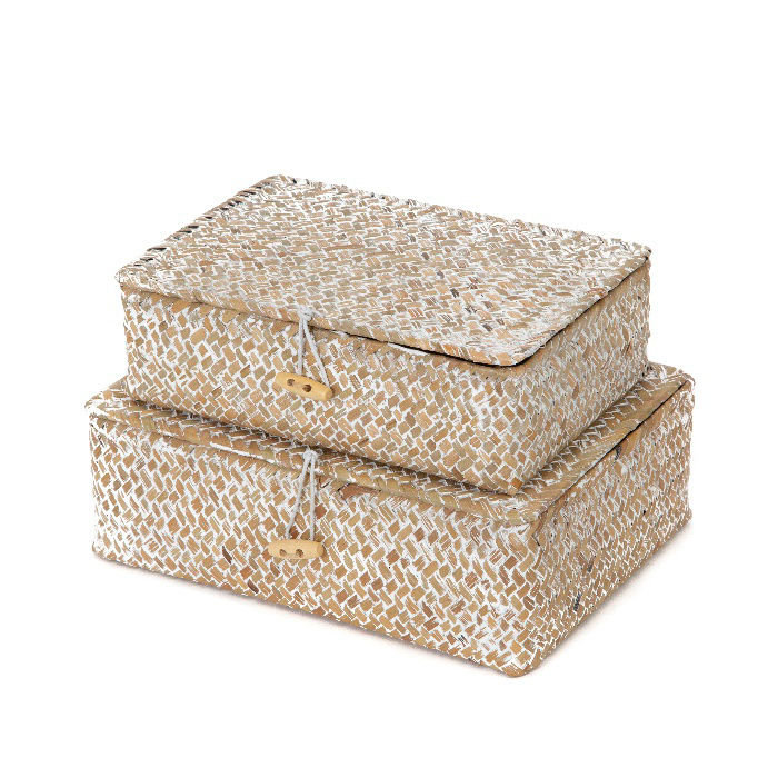 Set of 2 "Macao" Seagrass Storage Baskets - Beige 1 Compactor