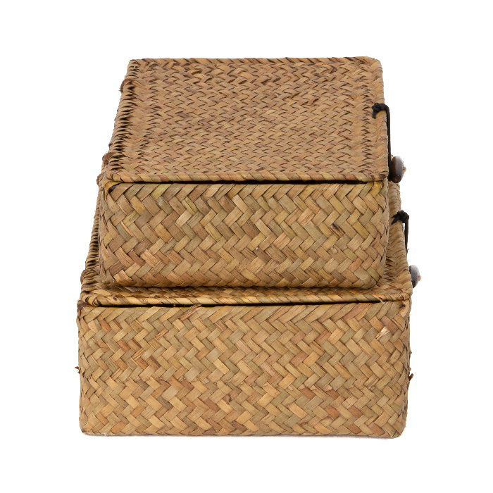 Set of 2 "Macao" Seagrass Storage Baskets - Brown 3 Compactor