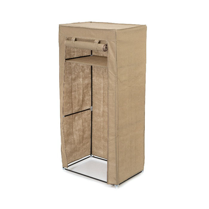 Metal Frame Portable Wardrobe with Shelf - Brown 1 Compactor