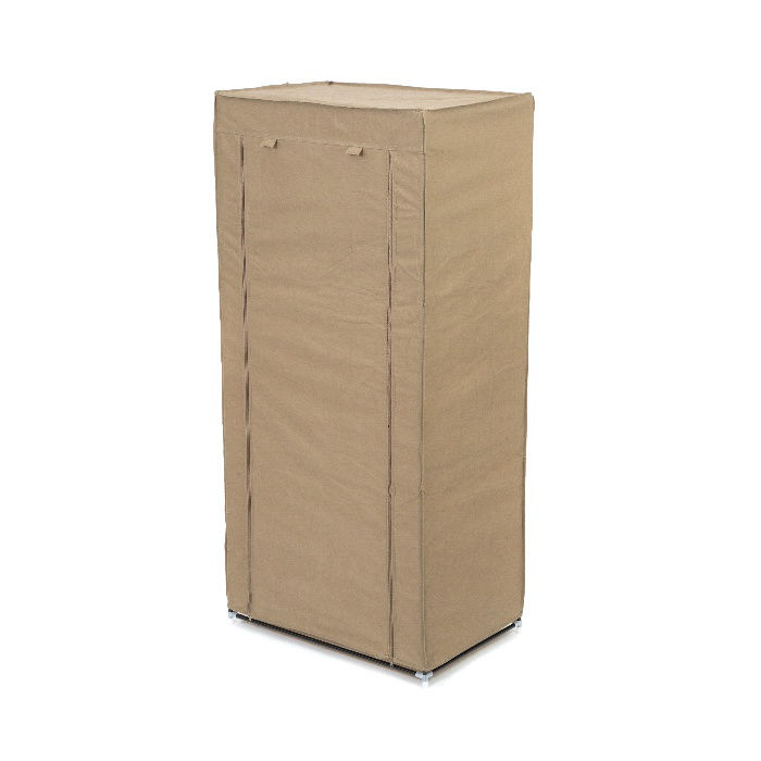 Metal Frame Portable Wardrobe with Shelf - Brown 2 Compactor