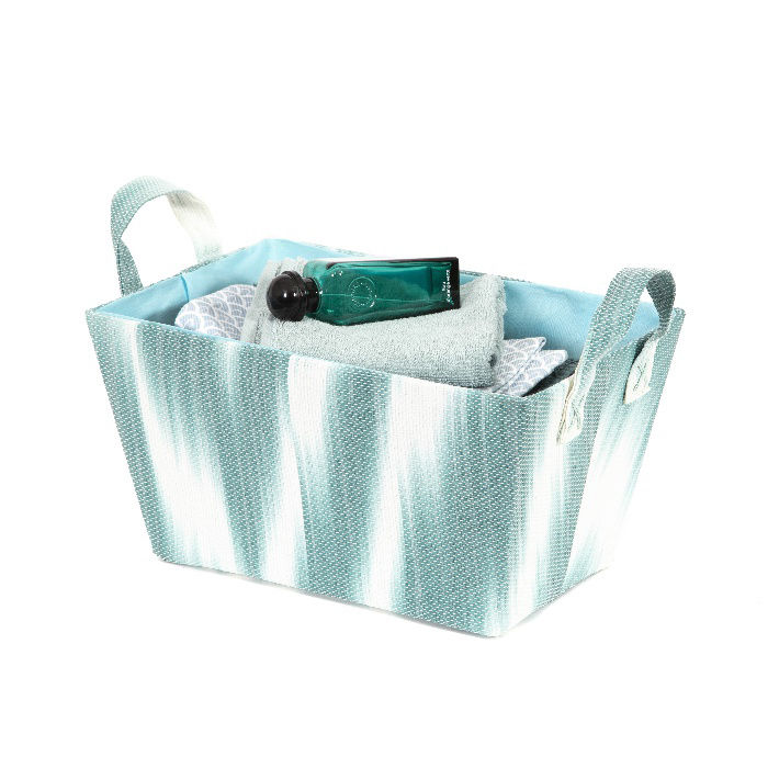 "Samoa" Storage Basket with Handles - Aqua Green 4 Compactor