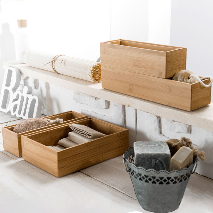 Set of 5 "Osaka" Bamboo Storage Boxes 4 Compactor