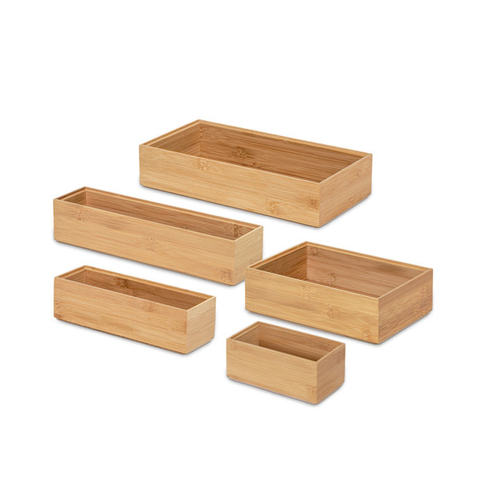 Set of 5 "Osaka" Bamboo Storage Boxes 1 Compactor