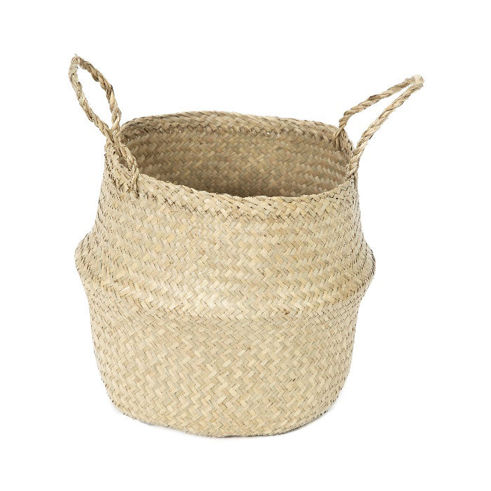 "Belly" Small Woven Seagrass Storage Basket - Natural 3 Compactor