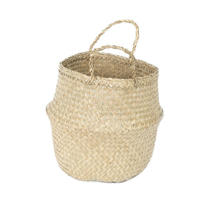 "Belly" Small Woven Seagrass Storage Basket - Natural 4 Compactor