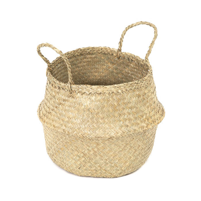 "Belly" Medium Woven Seagrass Storage Basket-Natural  1 Compactor