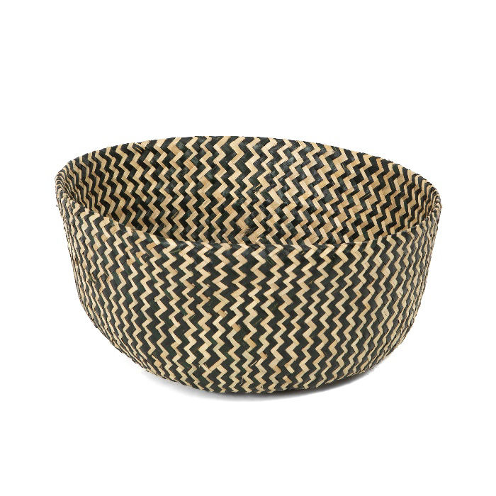 "Belly" Medium Woven Seagrass Storage Basket - Natural/Black 2 Compactor
