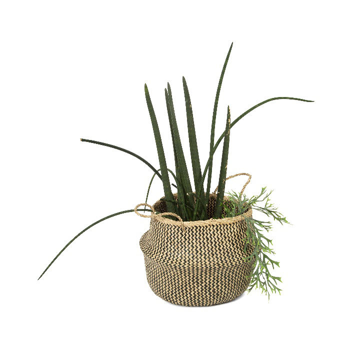 "Belly" Large Woven Seagrass Storage Basket - Natural/Black 5 Compactor