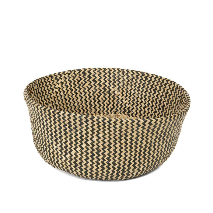 "Belly" Large Woven Seagrass Storage Basket - Natural/Black 2 Compactor