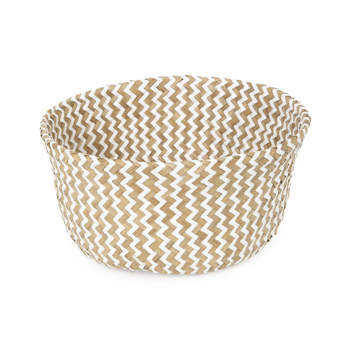 "Belly" Small Woven Seagrass Storage Basket - White 2 Compactor