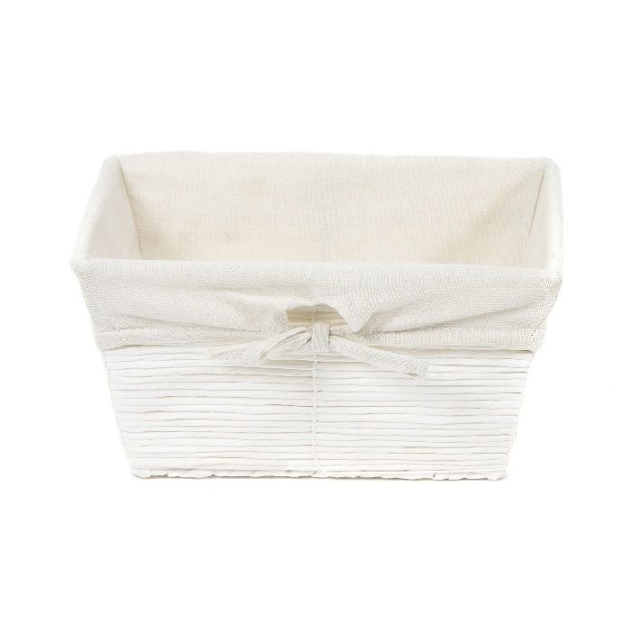 "Kimo" Woven Paper Storage Basket - White 2 Compactor