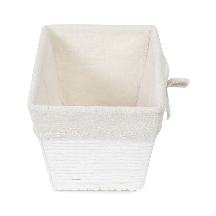 "Kimo" Woven Paper Storage Basket - White 3 Compactor