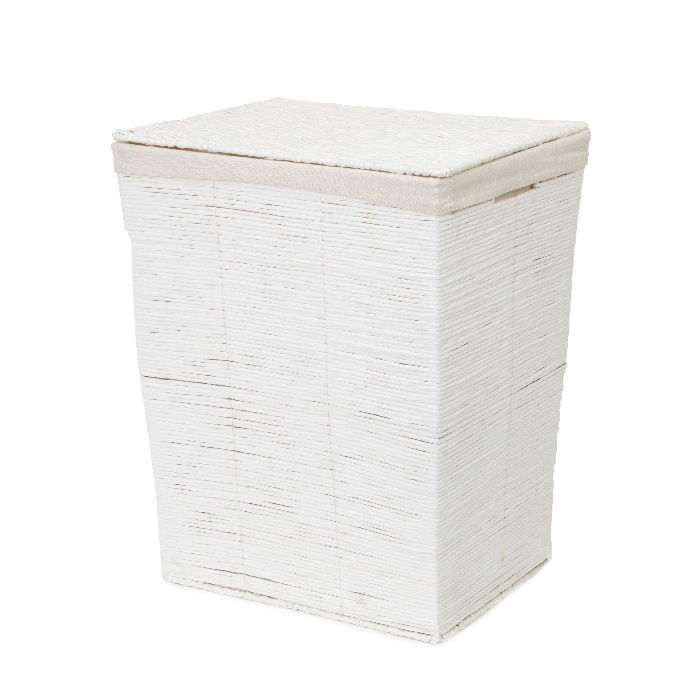 "Kimo" Woven Paper Laundry Basket - White 1 Compactor