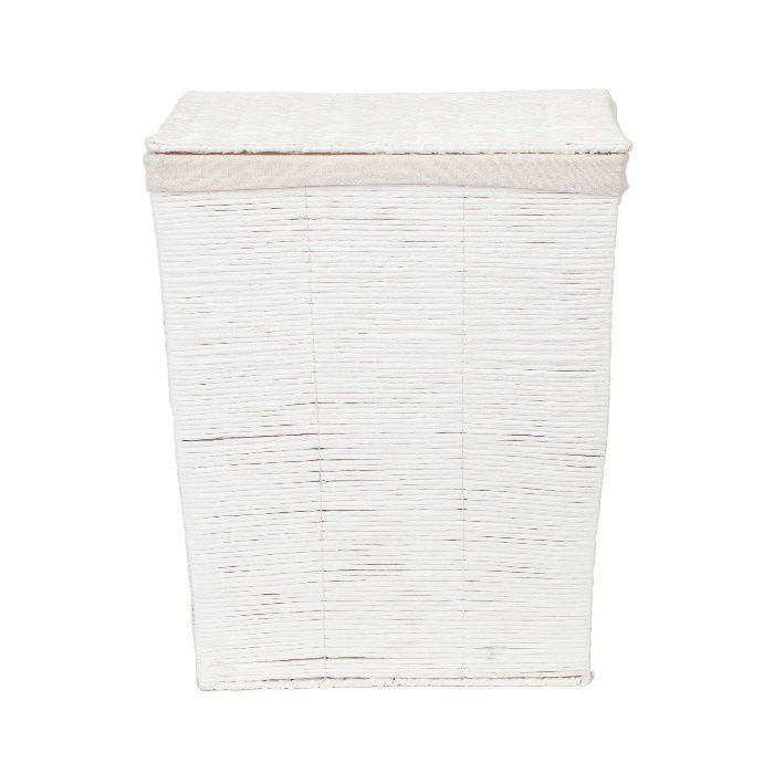 "Kimo" Woven Paper Laundry Basket - White 2 Compactor
