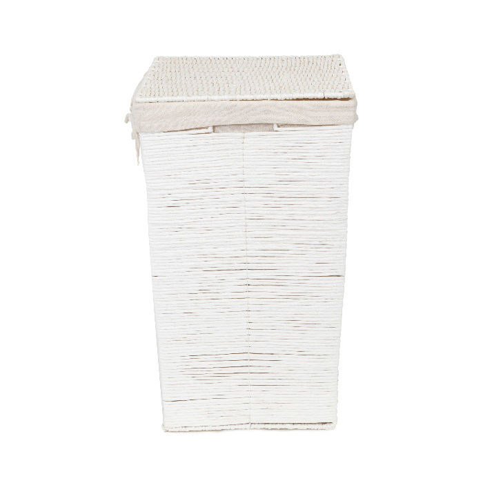 "Kimo" Woven Paper Laundry Basket - White 3 Compactor