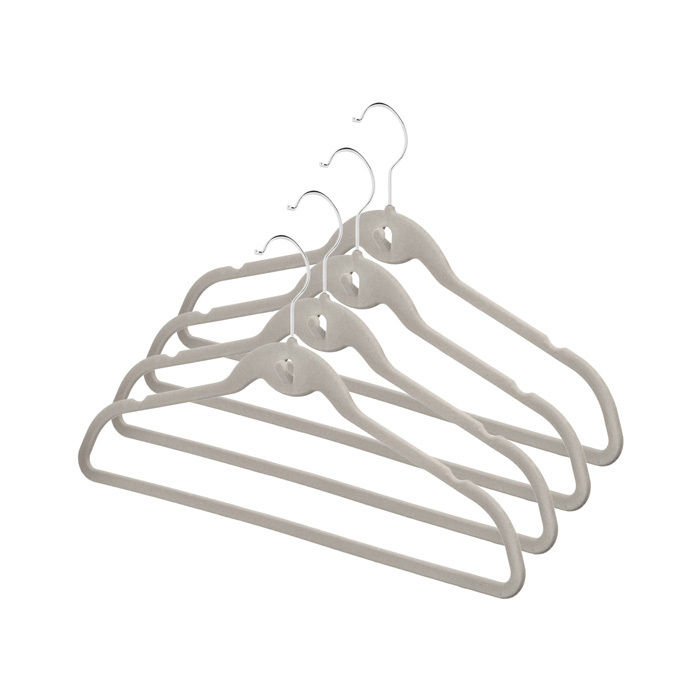 Set of 4 Children's "Velvet" Non-Slip Clothes Hangers with Bar 1 Compactor