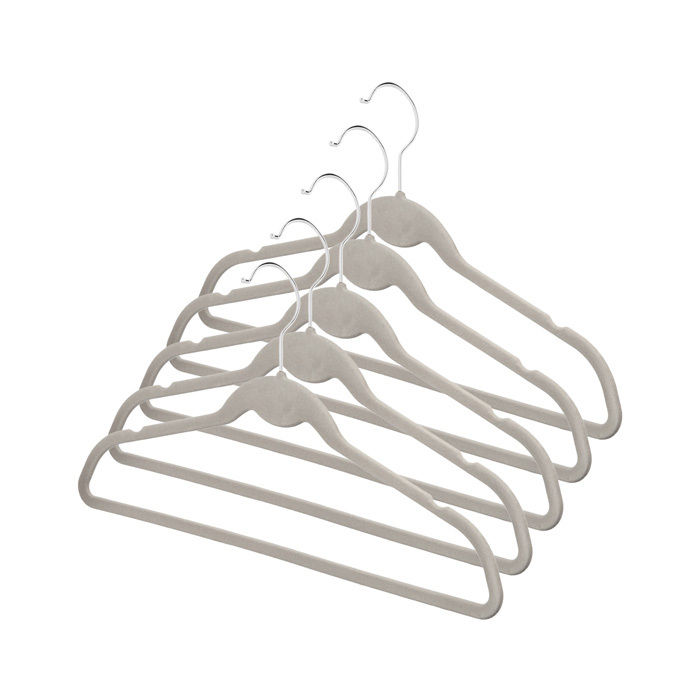 Set of 5 Children's "Velvet" Non-Slip Clothes Hangers with Bar 1 Compactor