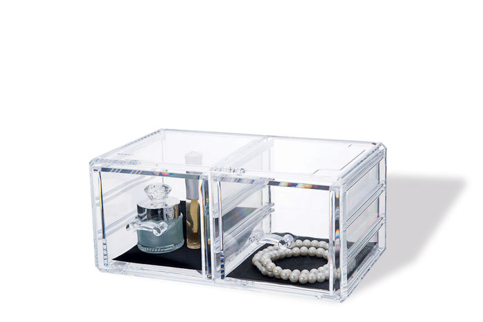 Large Stackable 2 Drawer  Jewellery Organiser  -Transparent  1 Compactor